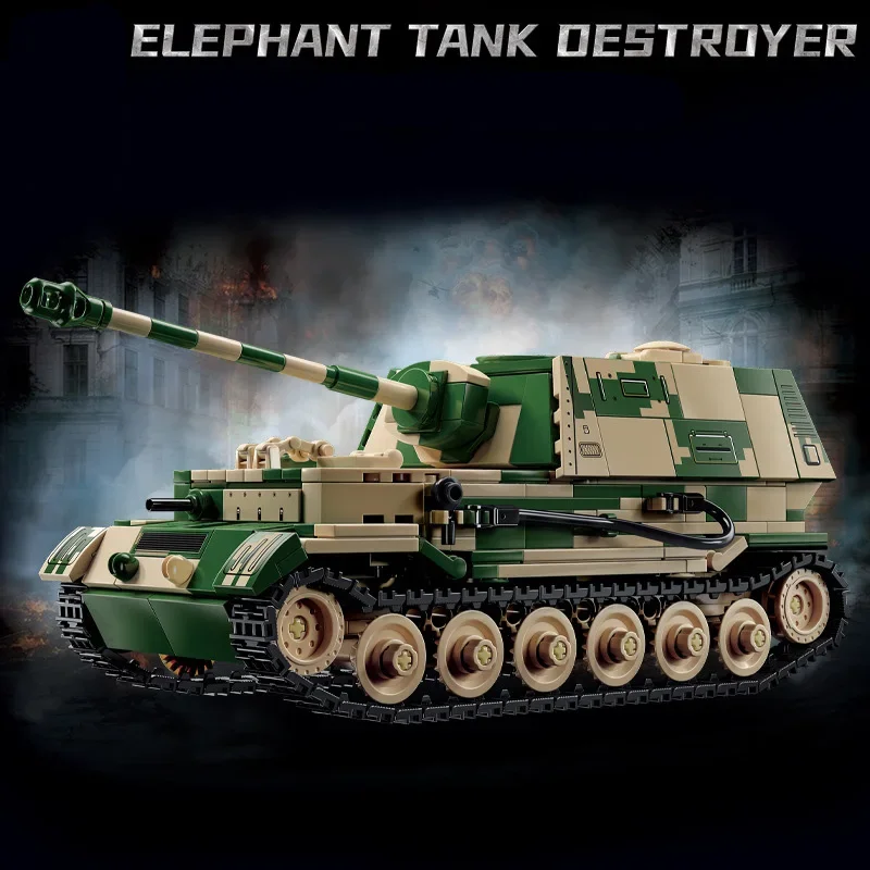 WW2 Military Army Soldiers World War 2 Jagdpanzer TIGER/P Tank Destroyer Building Blocks Bricks Children’s DIY Toy Christma Gift