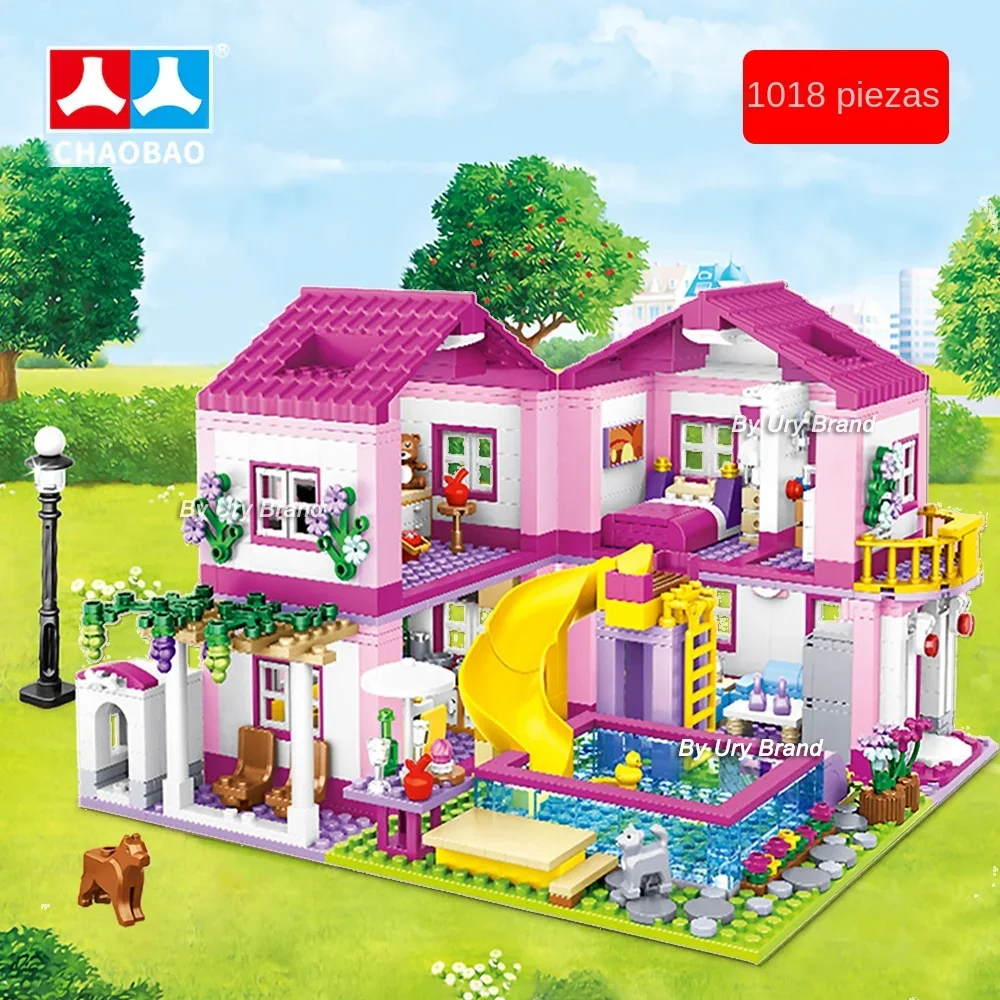 Friends City House Summer Holiday Villa Castle Building Blocks Sets Figures Swimming Pool DIY Toys for Kids Girls Christmas Gift